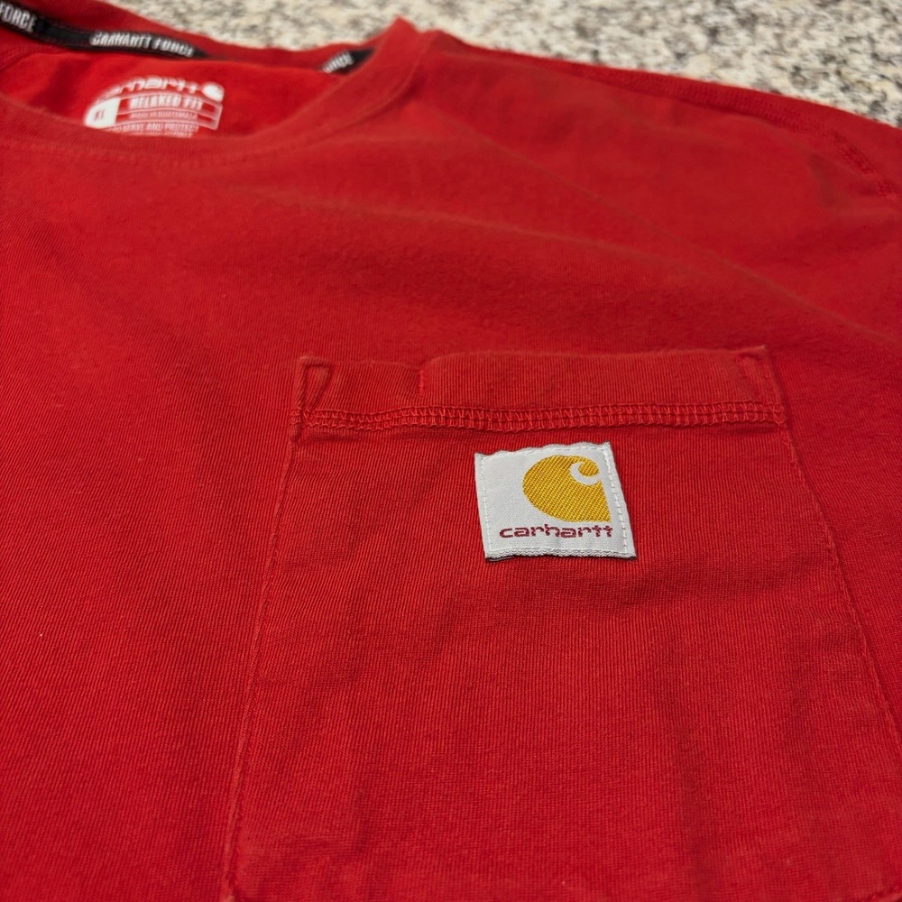 Carhartt Force T-Shirt Mens XL Red Pocket Short Sleeve Relaxed Fit Performance